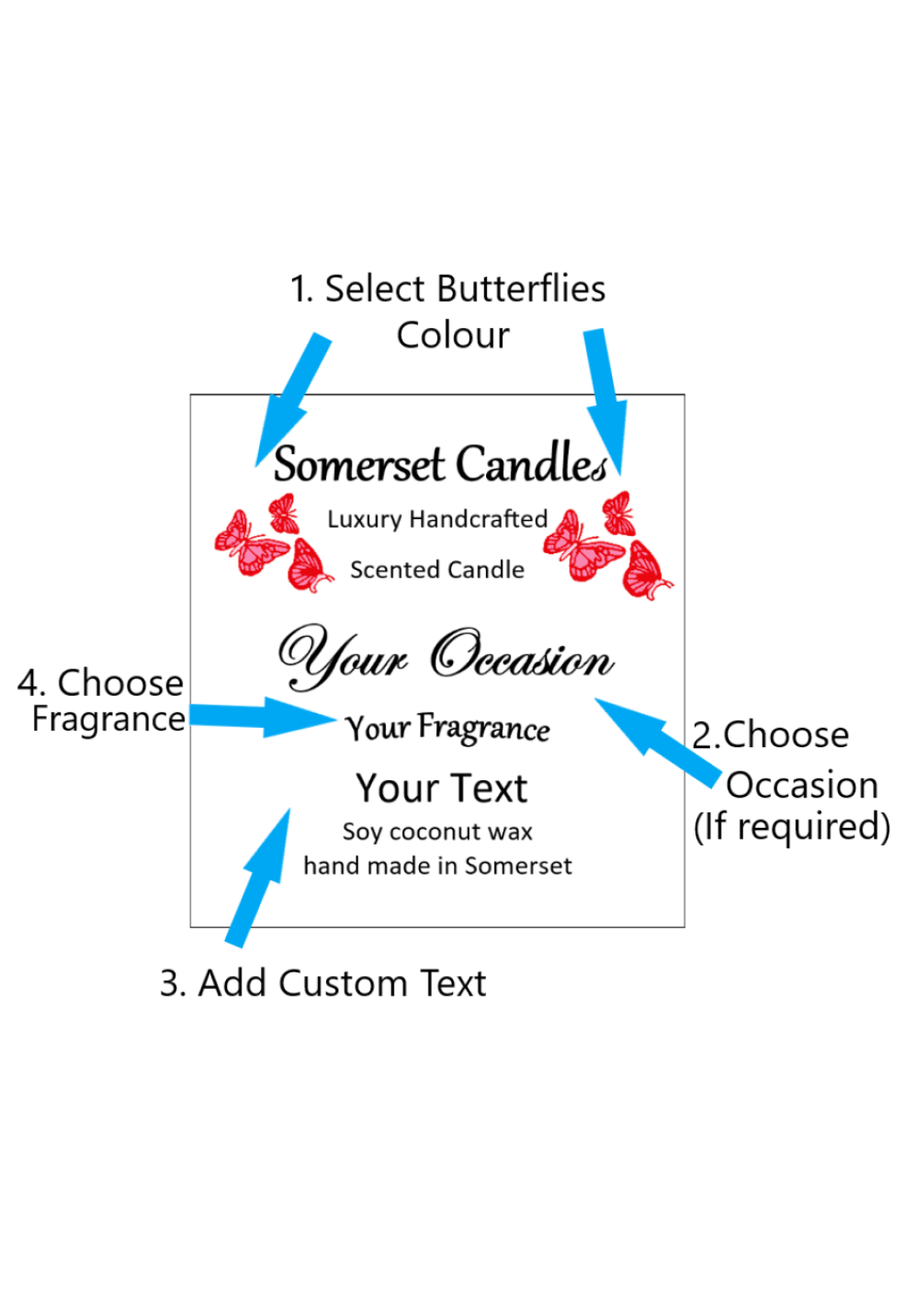 Personalised Scented Soy Candle Custom Options Instructions