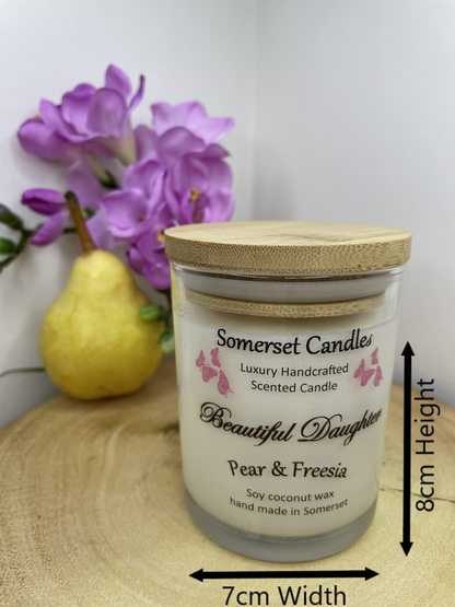 Scented Soy Candle Pear 
 Freesia Beautiful Daughter Measurements