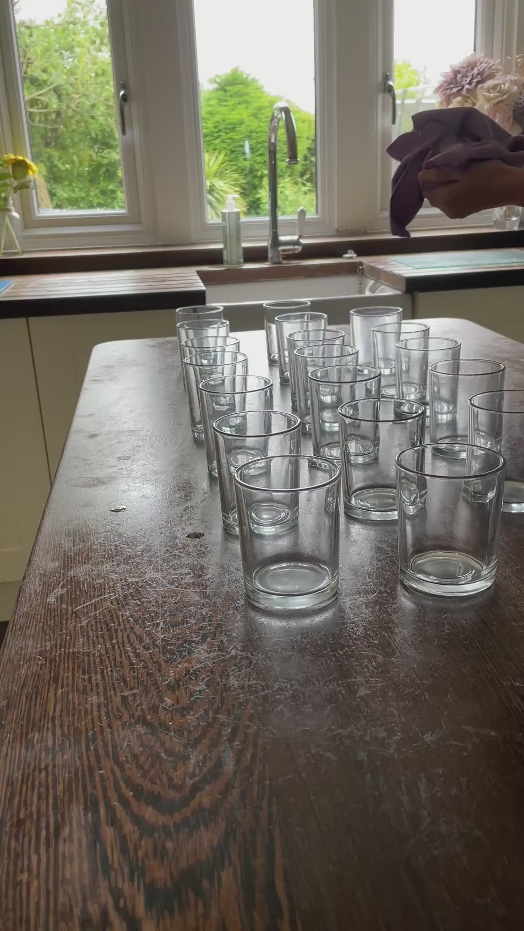 Load video: Cleaning glasses in preparation to craft some candles